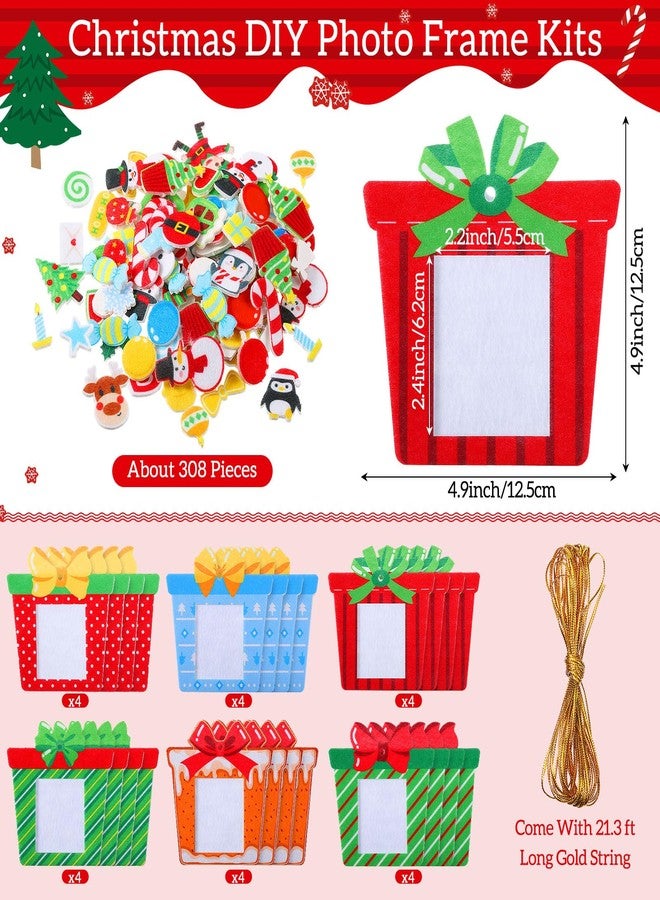 Blosssound 324 Pcs Christmas DIY Photo Frames Crafts Kit Felt Present Box Picture Frame Xmas Snowman Santa Stickers for Xmas Holiday Party Classroom DIY Activity Tree Decor (Present Box) - Image 2